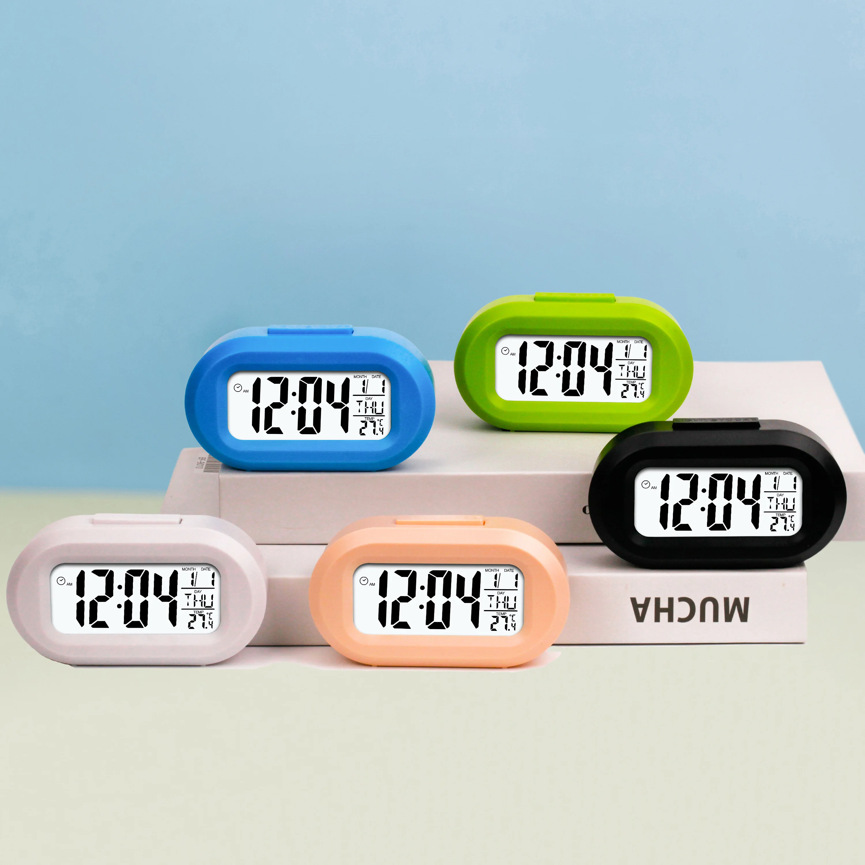 Wholesale Temperature Date Light Sensor Night Light Battery Operated Desk Small Digital Alarm Desk Table Clock for Home