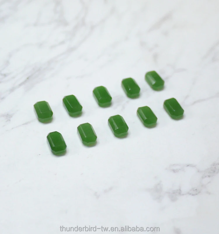 DIY jewelry making  Factory wholesale Real Loose Gemstone Top quality faceted emerald cut natural green nephrite jade
