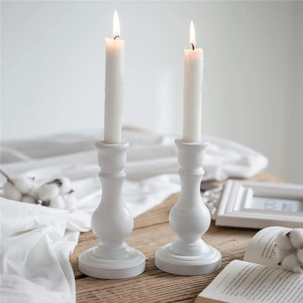 Hot Sale Wooden Candle Holder Set Mango Wood Candle Holder Stand Set of 2 Hand Carved Candlestick at Factory Wholesale Price