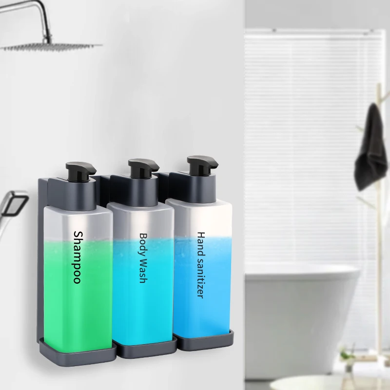 CDWK hotel shower gel soap dispenser 3 in 1 chamber shampoo and soap dispensers