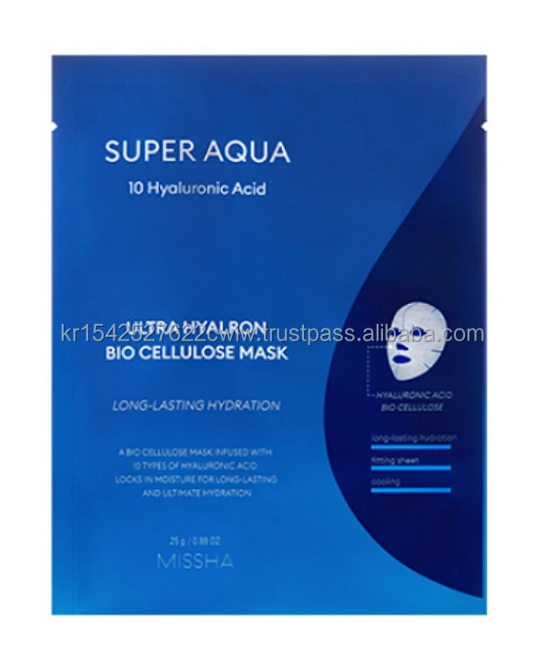 Маска из био-целлюлозы Missha Super Aqua Ultra Hyaluron 25 г x 10ea светится с мягким сиянием увлажняющей маски Сделано в Корее