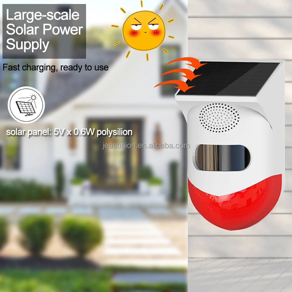 Tuya Smart WiFi Solar Powered Wireless Infrared Motion Sensor Detector Strobe Siren 120dB Alarm Outdoor Waterproof PIR Sensor