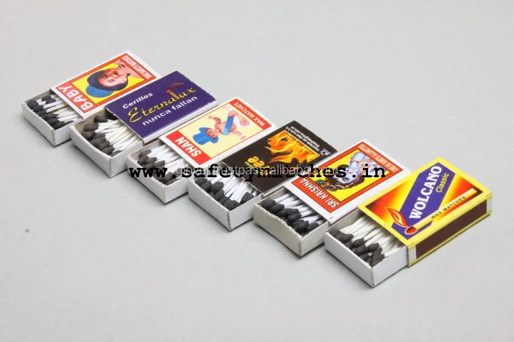 Custom safety wax matches beautiful design 40 x 33 x 12 mm Size match sticks boxes at low market price