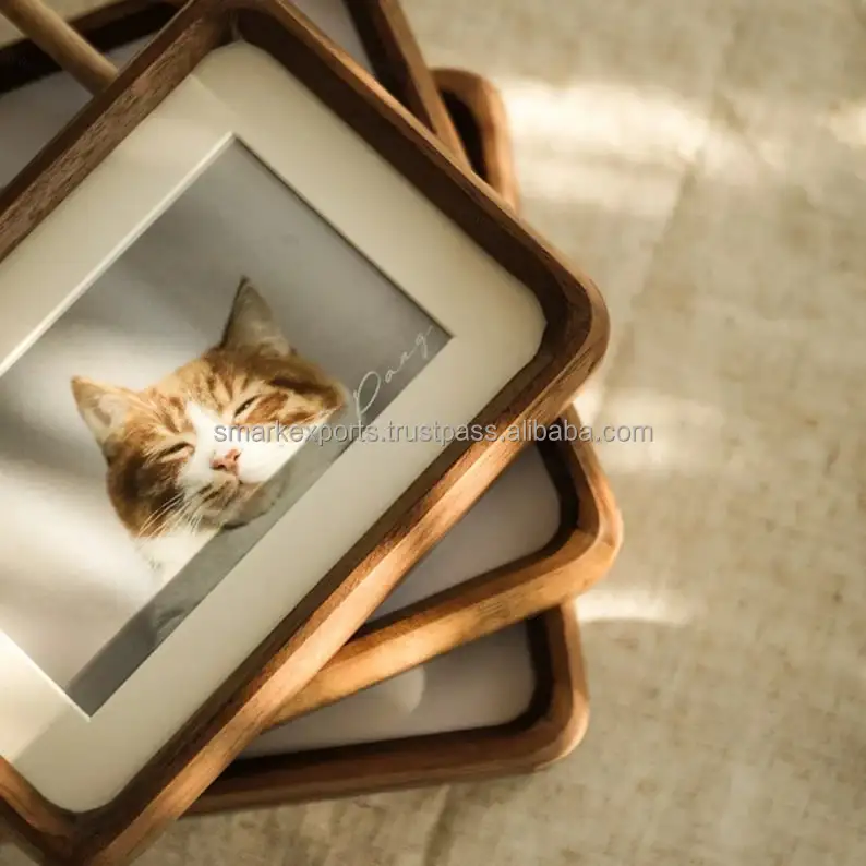 Solid Wood Photo Frame Rustic Walnut Picture Frame Size From 6' to 16' A4 A3 Hardwood Frame Anniversary Birthday Gift