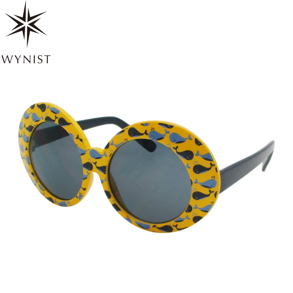 Summer Beach Round Shape Kids Sunglasses Crab Pattern Frame UV Protection Eyewear Children Shades in Stock