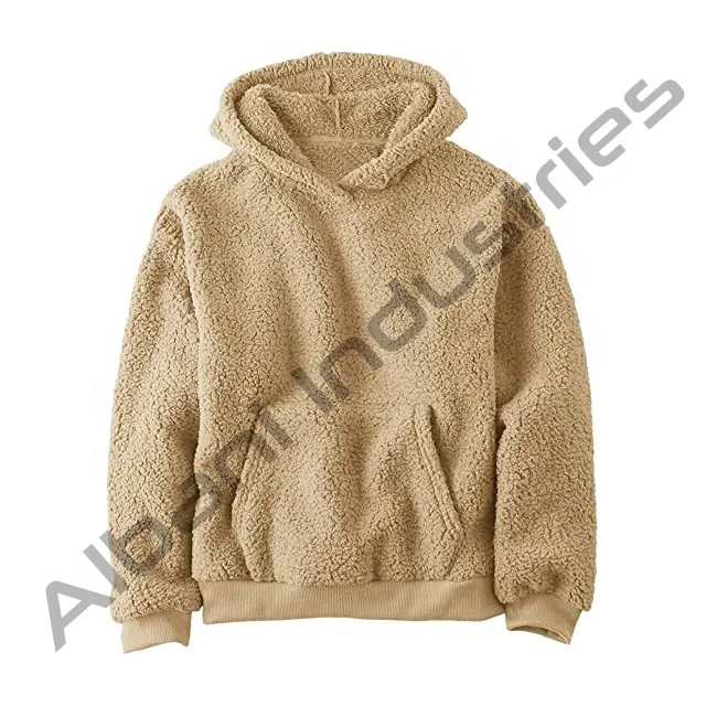 2021 OEM Custom pullover cashmere shearling berber sherpa fleece hoodies for men polar fleece hoodie