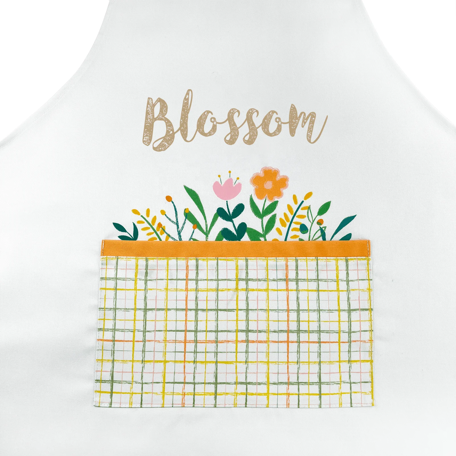 Orange and pink printed flower garden 100%Polyester cute apron