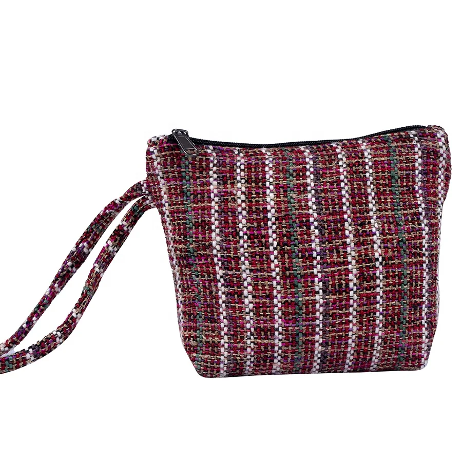 Cosmetic Case Cosmetic Pouch Eco Safe Handmade Bags NP Yarn Weaving Fabric Made by Recycle cotton canvas zipper pouch Bag
