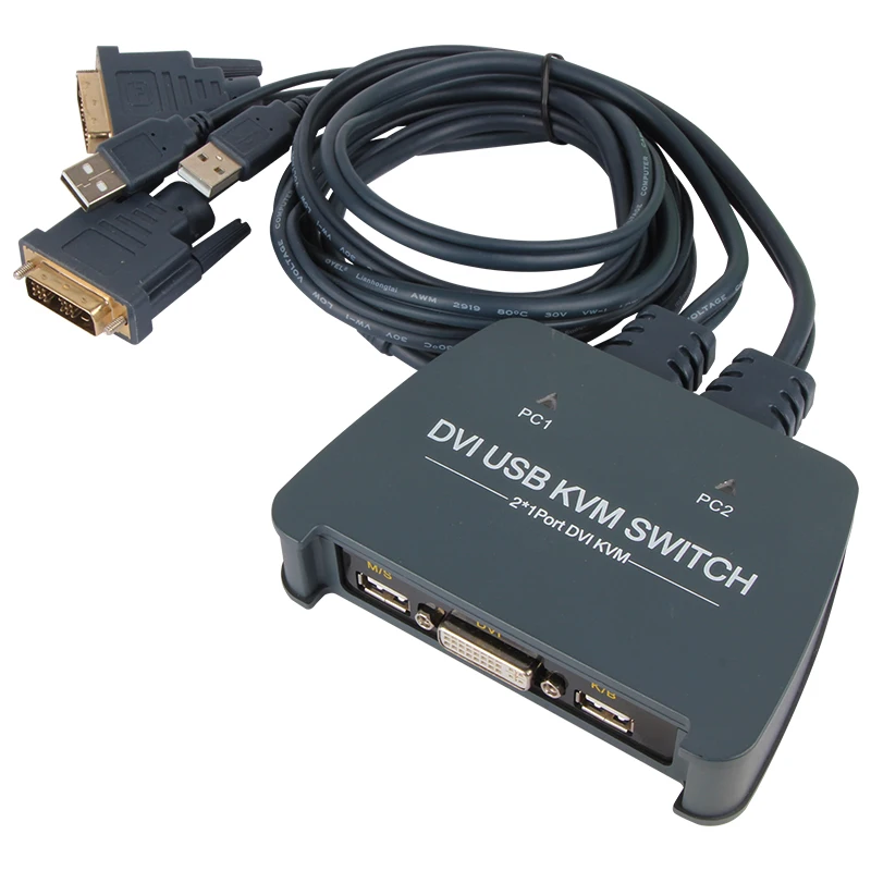 DVI Video Switcher 1080P Computer DVI KVM Switch Cable 2 In 1 Out Dual Monitor Video Switcher