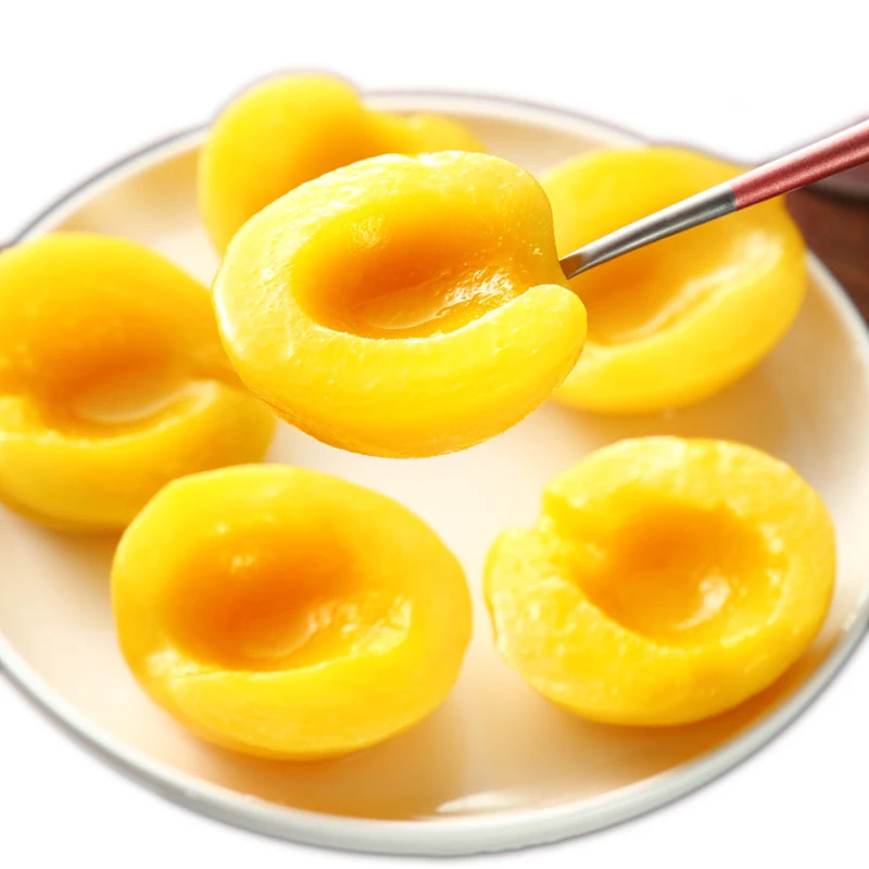 China factory directly Good quality 2022 Fresh new crop season  A10 Canned Food Yellow Peach half halves in syrup