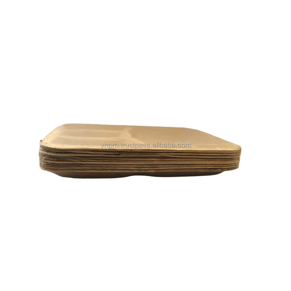 Bent Serving Tray Bamboo Areca Palm Leaf Plates Disposable Areca Leaf Plates Vietnam Compartment Tray