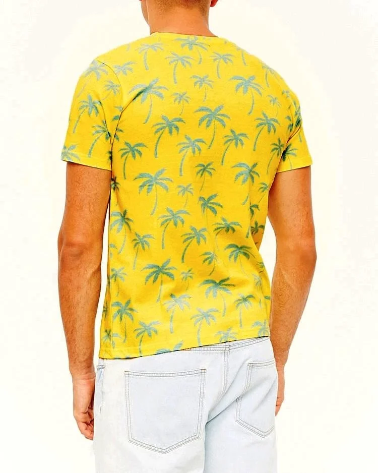 Palm tree printed Men t shirt Hot Sale graphic custom 100% pure cotton casual wear fitted longline free fire gym wear tee shirts