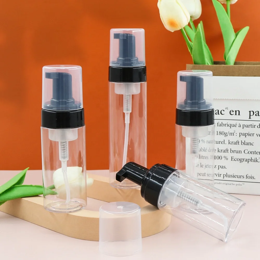 Empty 250ml 150ml 200ml Plastic Foam Pump Bottle PET facial cleanser foaming bottle with golden/silver foam pump