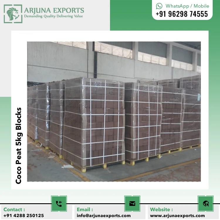 Supplier of High Quality Bulk Quantity Coco Coir Peat Coco Pith 5kg Block For Seedling Nurseries And Greenhouse Growers