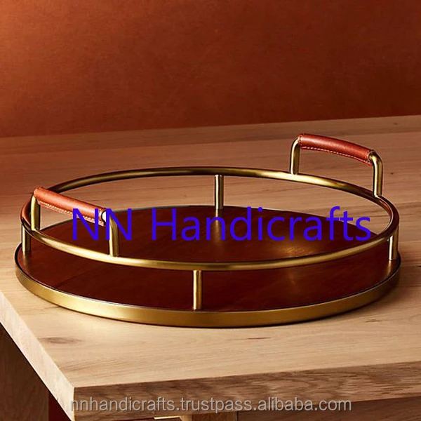 Новое поступление современный дизайн круглый античный полированный деревянный поднос из манго для дома отеля ресторана по оптовой цене