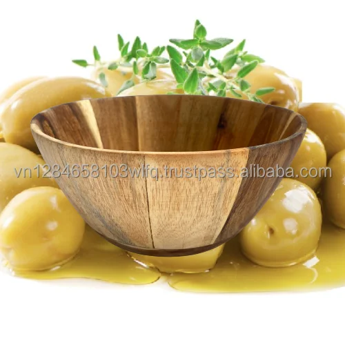 2021 Acacia Wood Salad Bowl - Vietnam Handicraft - Eco-friendly-  OEM, ODM - HJ B11/1 - Natural Wooden Fruit Mixing Bowl