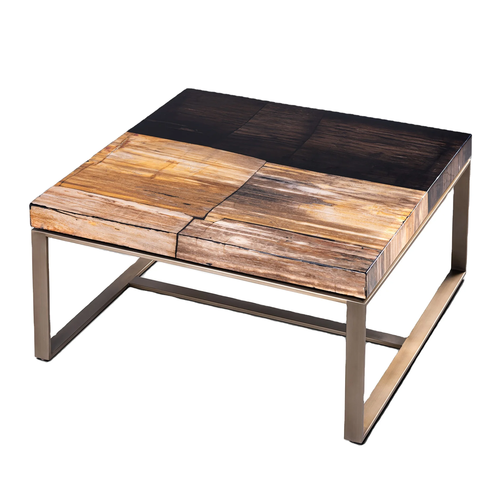 Luxury Modern Farmhouse Entryway Natural Petrified Wood  Coffee Table Solid Wood