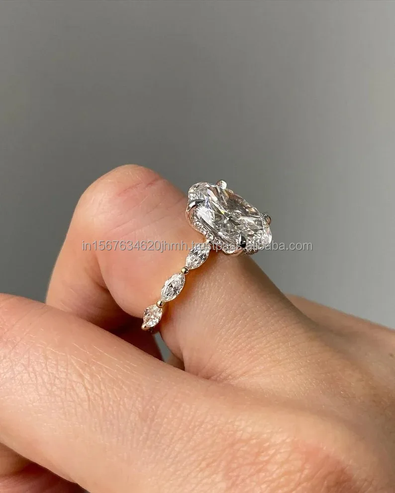 Oval lab grown Diamond Ring, 14k  Gold  Ring White Diamond for Women Engagement Band