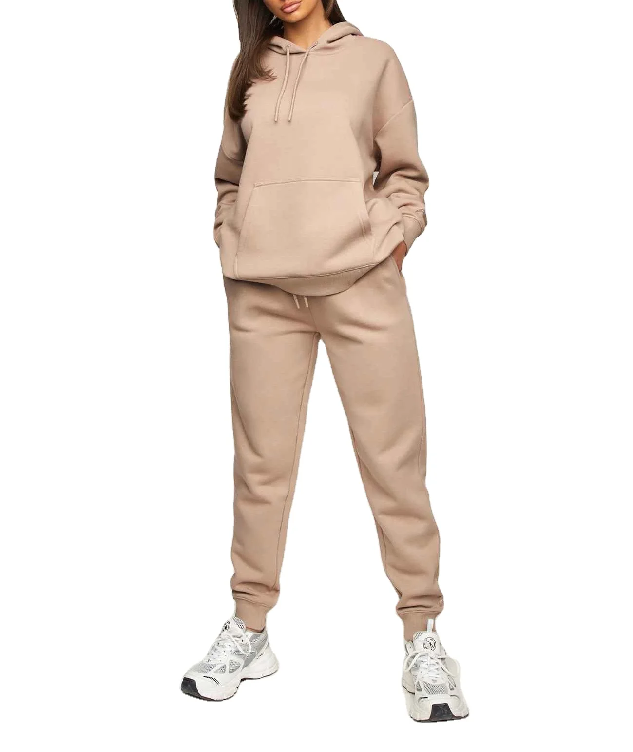 OEM Custom Logo Heavyweight Blank Sports Jogger Suit Full Zip Up Hoodies and Track Pants Tracksuit for Women Design