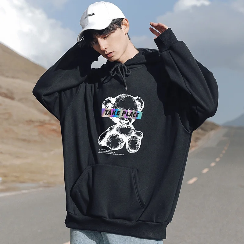  Производство Oem новый стиль 100% хлопок Повседневный пуловер с карманами и принтом мужская Толстовка