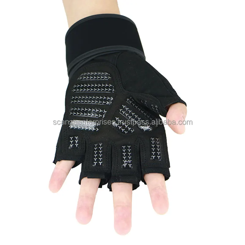 Weight Lifting Gym Gloves with Wrist Wraps Anti Slip Breathable Sports Workout Fitness Training Pink Black Unisex Rubber