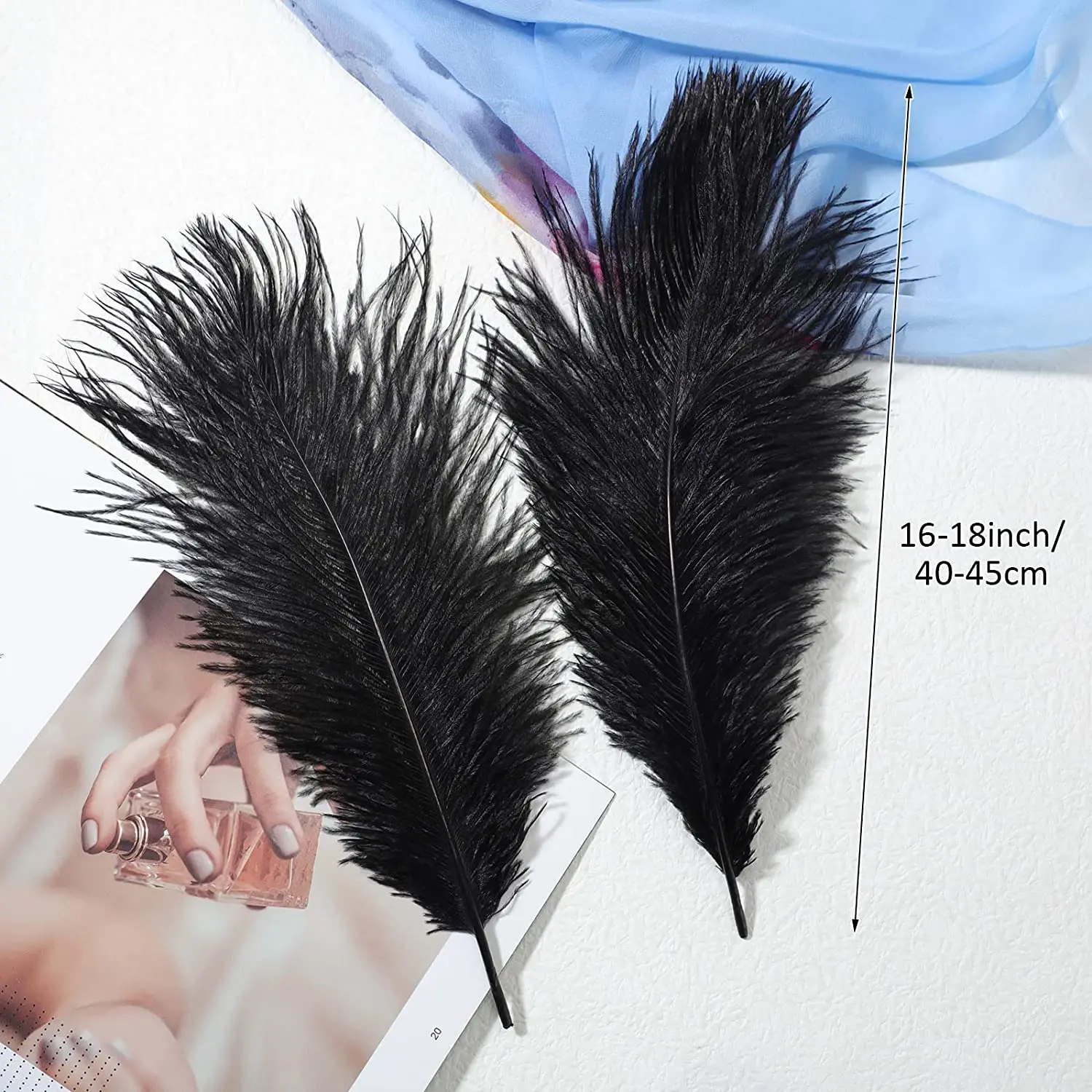 Wholesale 40-45cm black Ostrich Feathers for Vase Crafts Feather Plumes Ornaments for Wedding Party Centerpieces