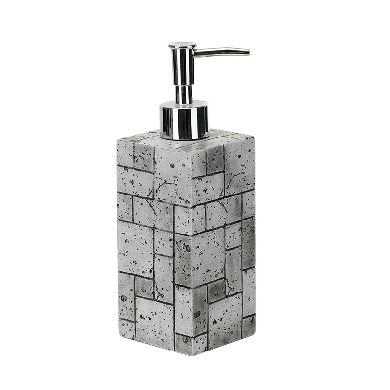 Custom Design Resin Lotion Dispenser Coloured Drawing Green Terrazzo Refillable Shampoo Container Resin Hand Soap Dispenser