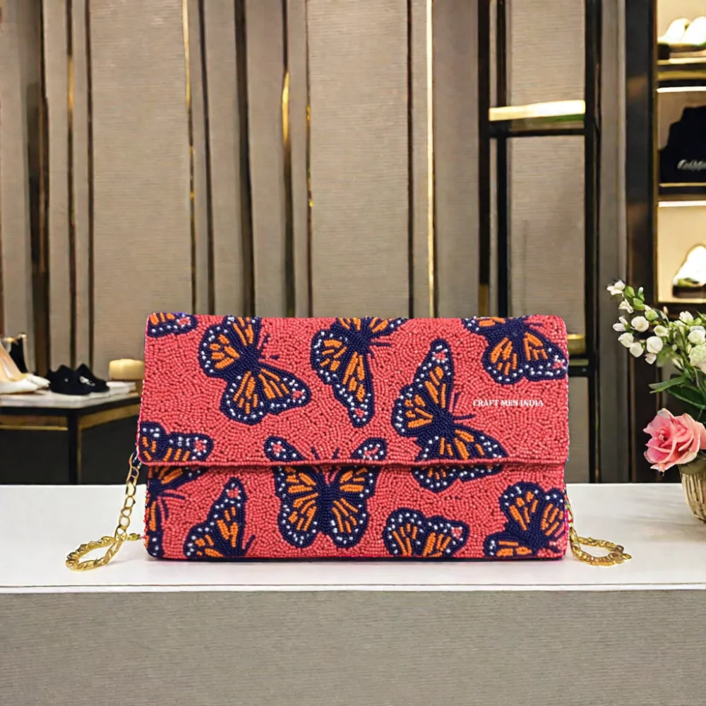 Floral Trend Themed Luxury Clutches High Quality Indian Handmade Beadwork ladies handbags Beaded clutch with intricate beadwork