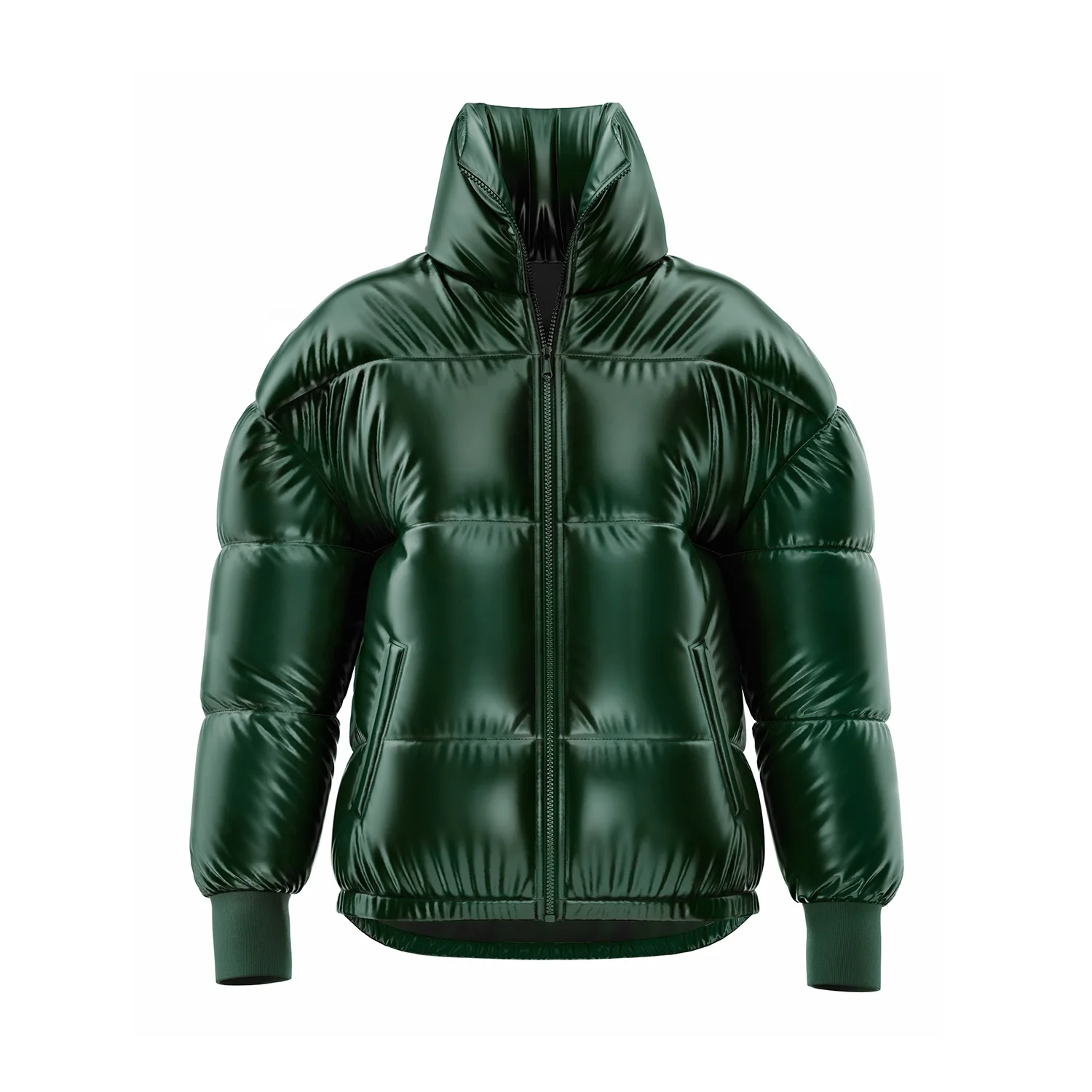 Best Quality Unisex Waterproof Winter Puffer Jacket Fashionable Yellow Padded Polyester Coat with Zipper Closure for Snow