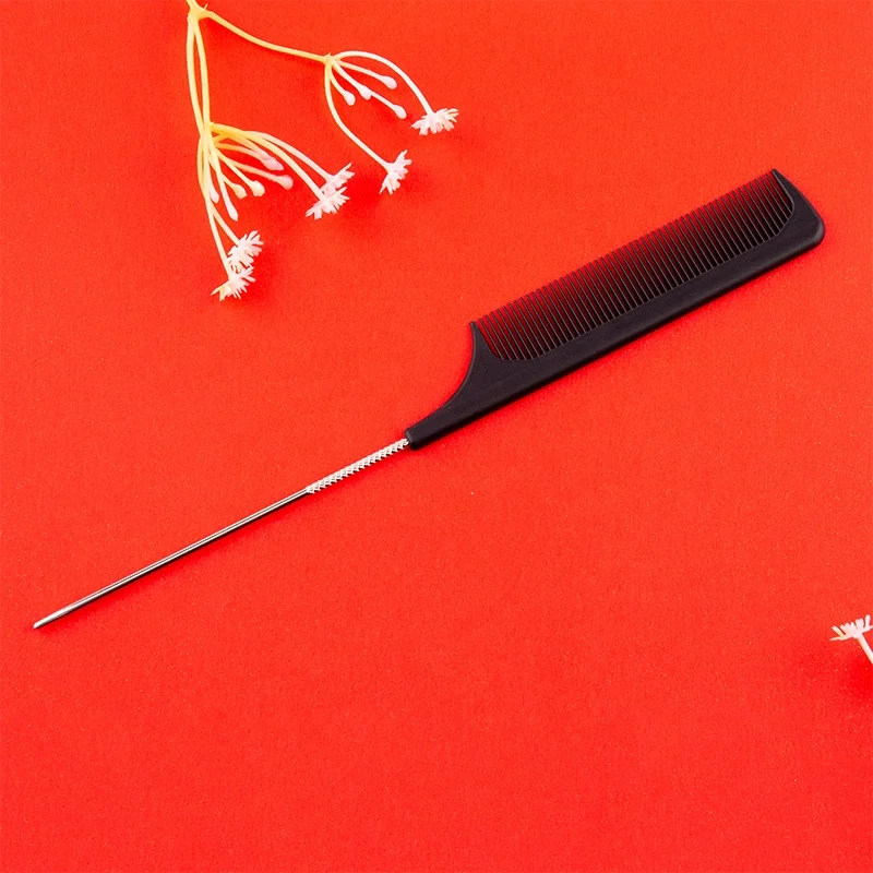 Best Selling Product Custom Logo Heat-Resistant Carbon Fiber Long Rat Tail Comb For Natural Hair