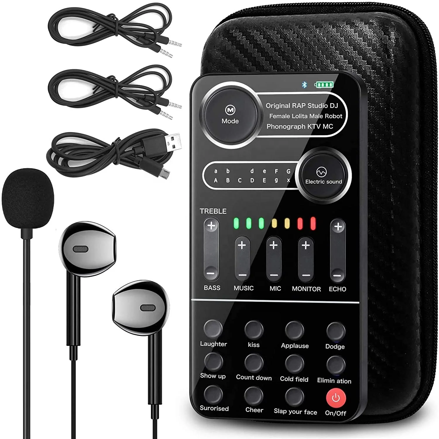 Live Sound Card Microphone kit With Voice Changer Sound Effects Audio Mixer