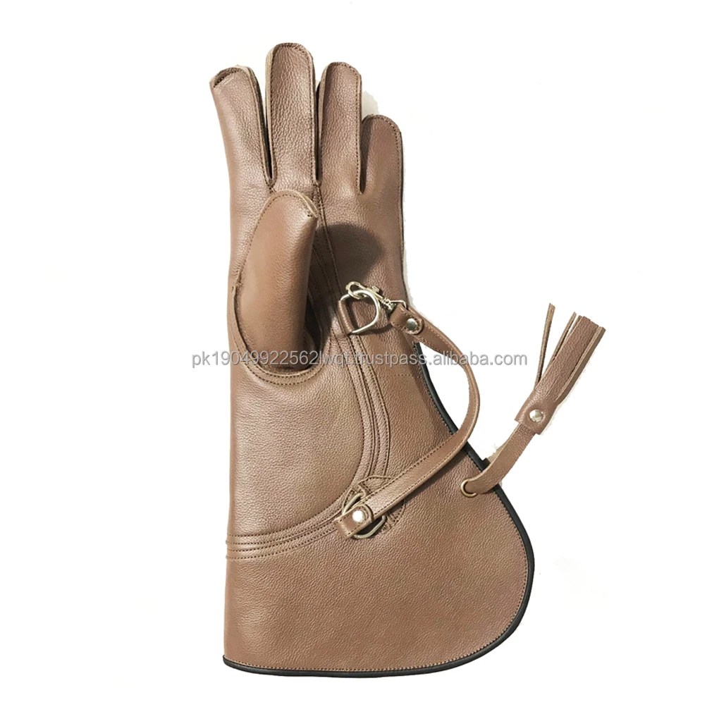 Premium Quality 3-Layer 45cm Long Custom Falconry Hawk Safety Gloves Cowhide Leather gloves from Pakistan