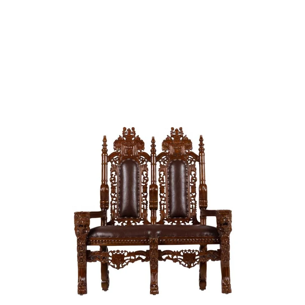 Double Luxury High-Back Lion Carved Throne Chairs for Weddings Events Hotels and Villas Made of PC Material