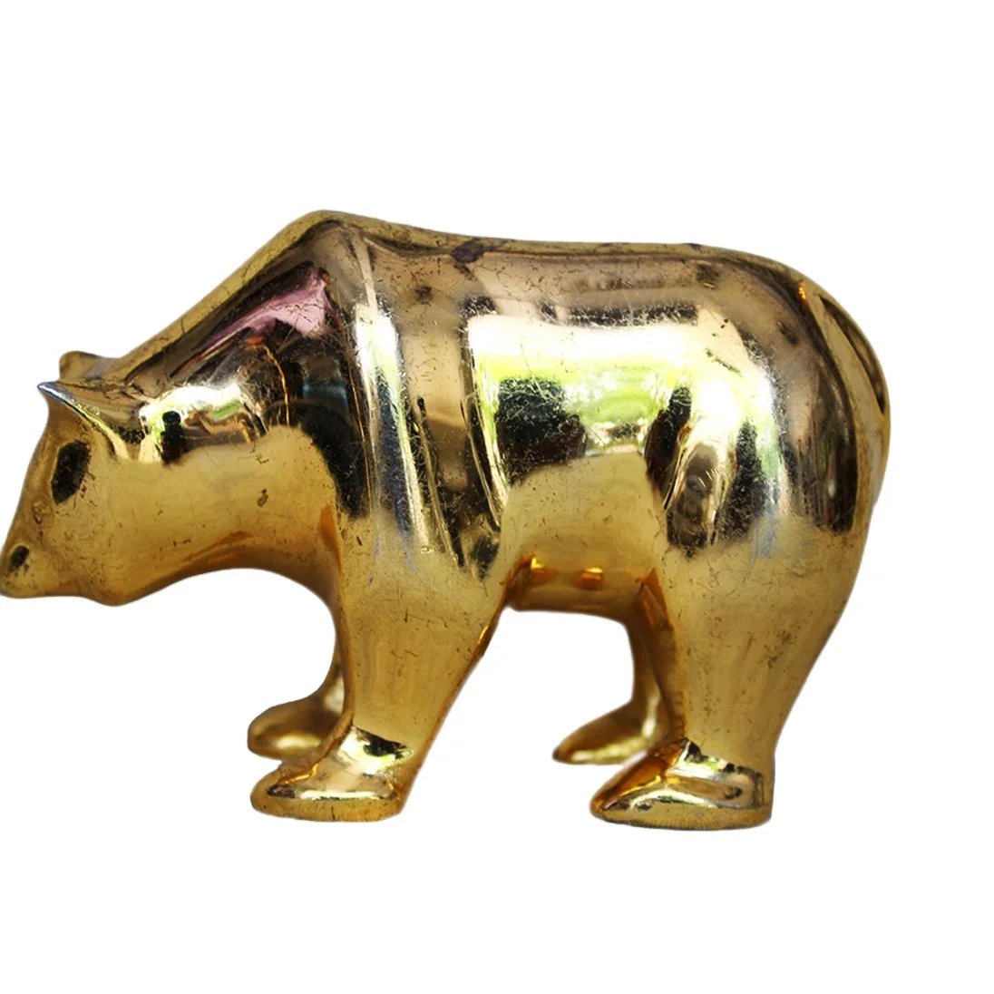 Ручная работа индийская Золотая бронзовая латунная медведь литая статуя животного