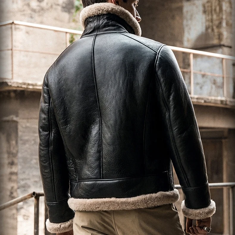 Хорошее качество кожаное пальто на заказ теплые меховые кожаные мужские зимние куртки