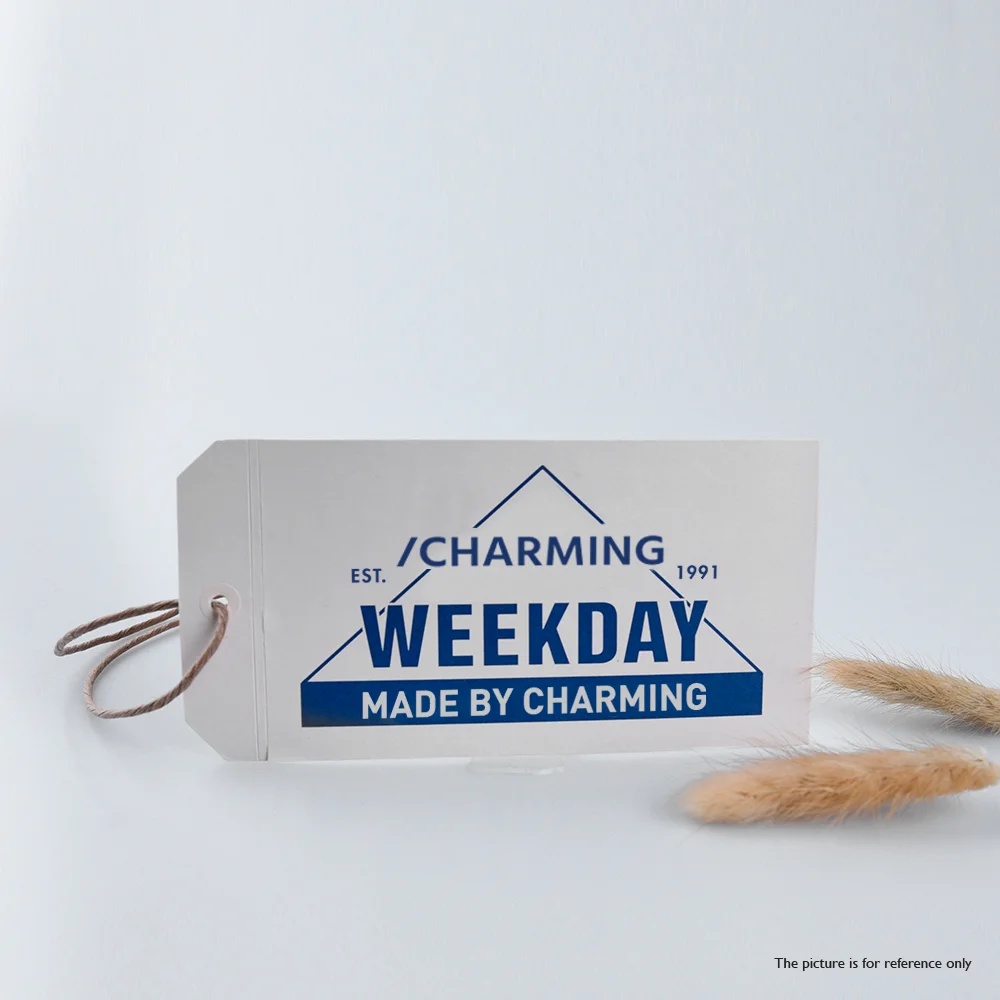 White Square Debossed Logo Swing Tag Price Hangtags Hang Tags for Clothing