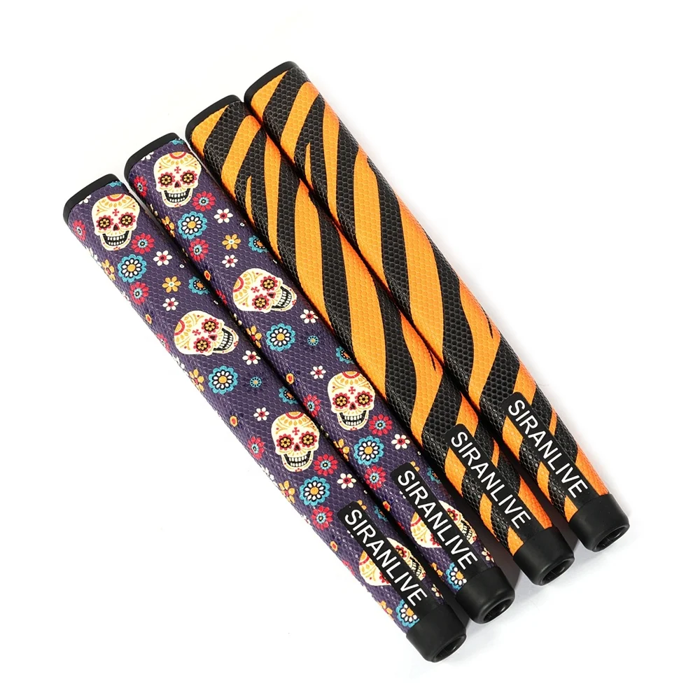 Wholesale Tiger Stripes DIA DE LOS MUERTOS Skulls Sugar Skeleton Pattern Printed Golf PU Synthetic Leather Putter Grips