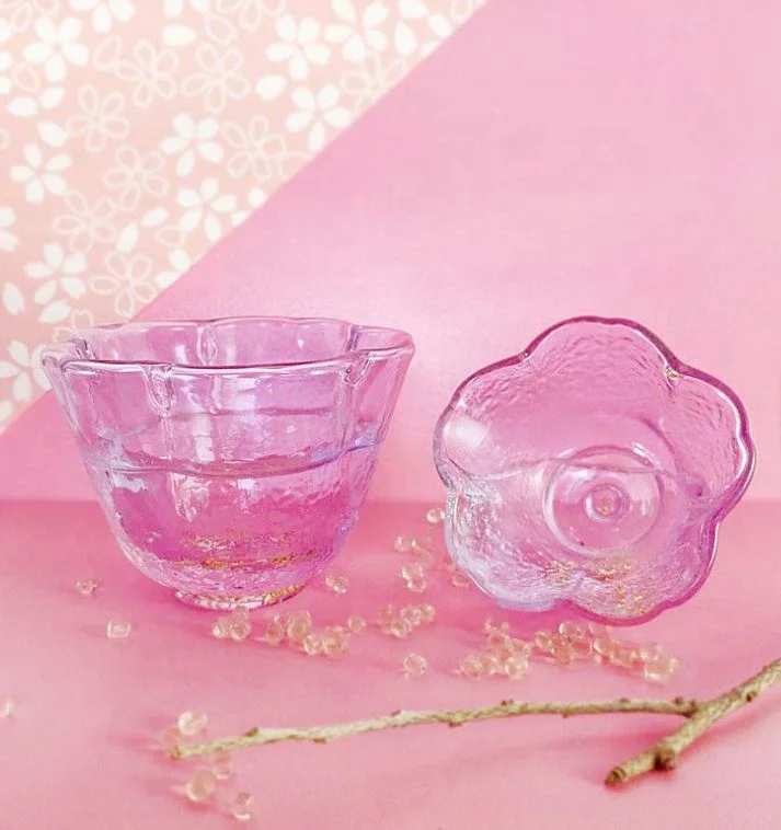 Gold Foil Double Wall Flower Shaped Wineglass Glass Tea Cup