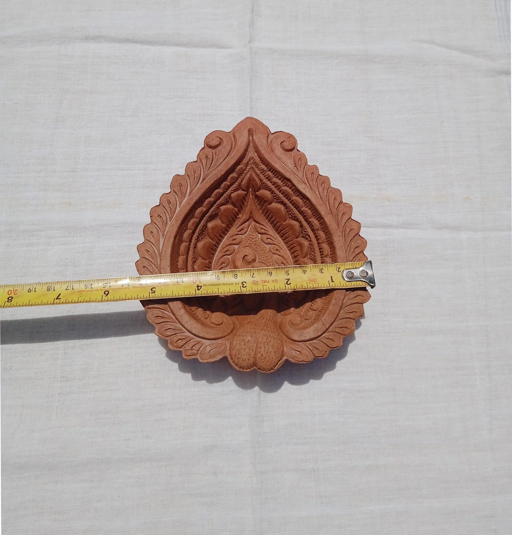 Natural clay terracotta Handmade peacock designed red clay diwali diyas oil lamps for diwali festival and rituals