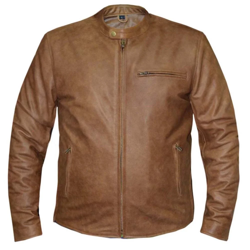 Mens biker Jacket cowhide leather with YYK Zippers vintage brown leather  jacket - Albarr Pak