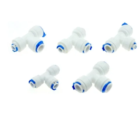
 Т-образный фильтр обратного осмоса, быстроразъемный фитинг 1/4 дюйма, наружный диаметр 3/8 дюйма, равномерное соединение, тройник, RO, соединительная муфта для воды, пластиковая труба  