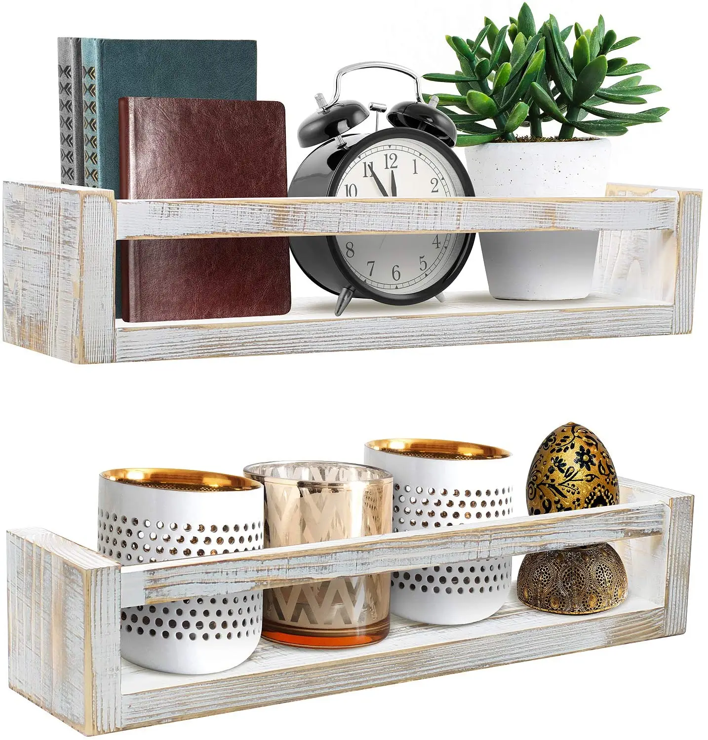 Rustic Floating Book Shelves Hanging Ledge Storage Shelf Organizer for Kids Room Baby Nursery Decor Wall Mount Wooden All-season