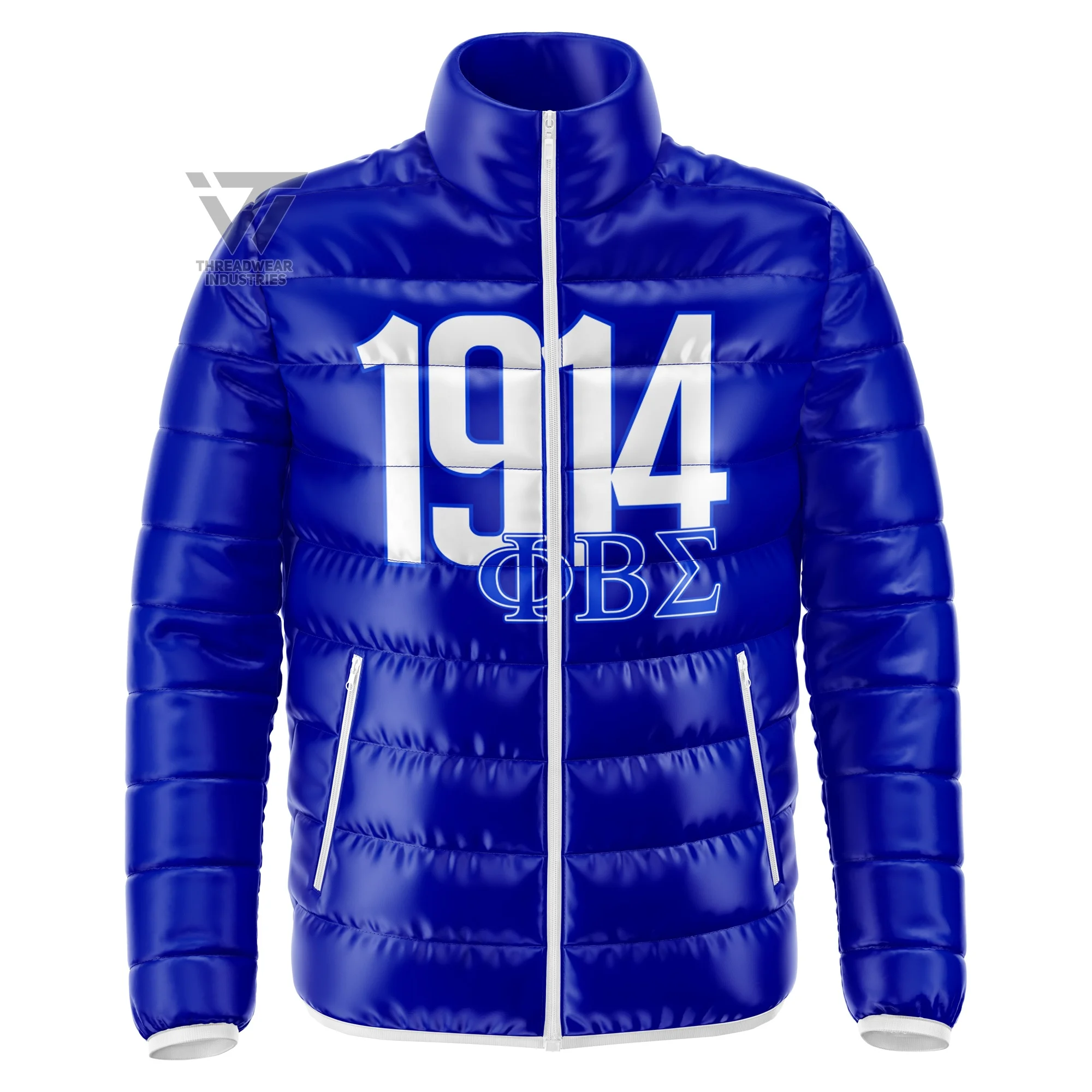 Custom Greek Phi Beta Sigma Fraternity Puffer Quilted Paraphernalia Jacket