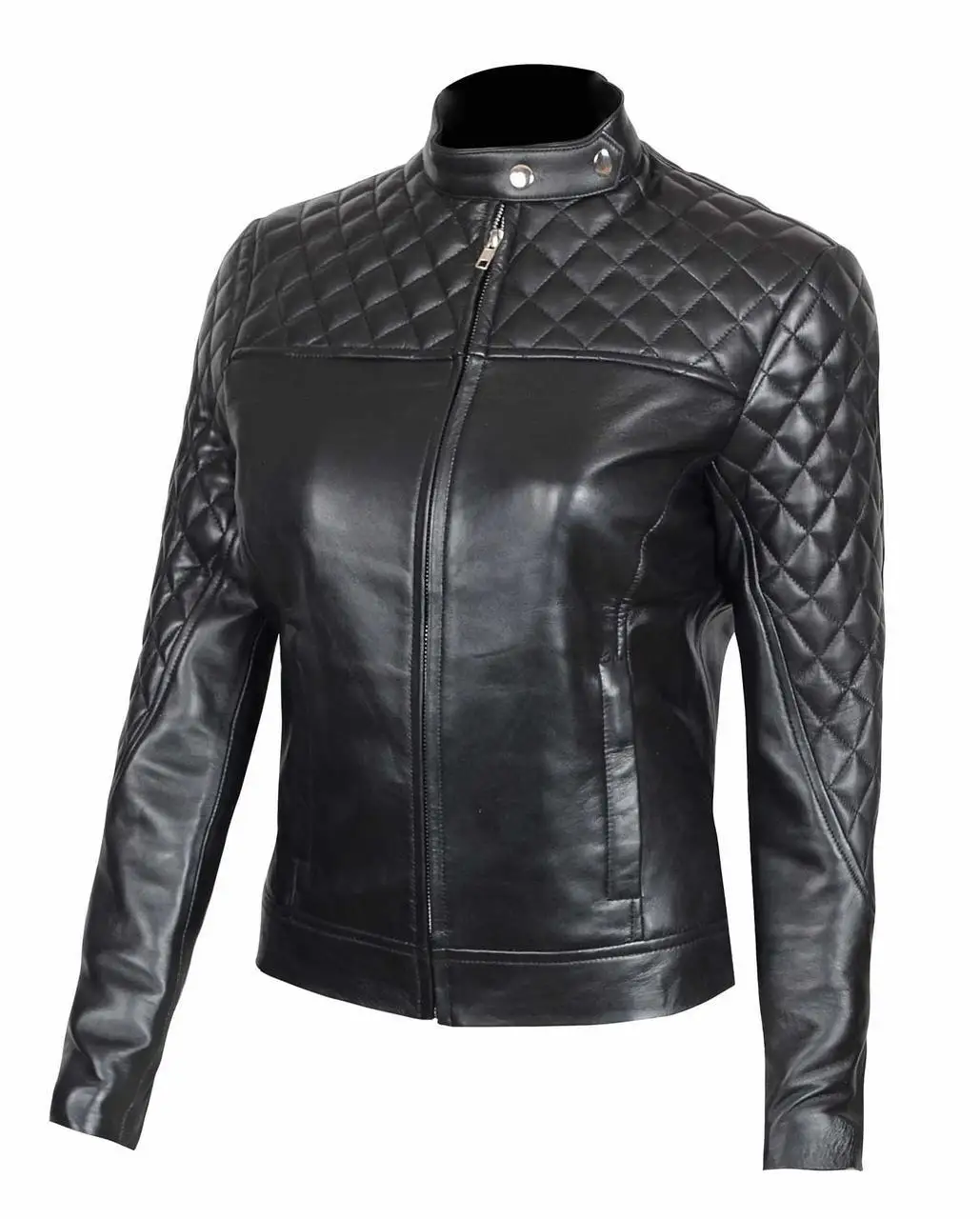 Custom Made High Quality Soft Moto Women Leather Jacket Factory wholesale Ladies Biker Belt leather jacket