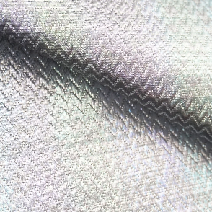 Amazon hot selling multi-color corrugated striped filigree shuttle jacquard fabric for party dress