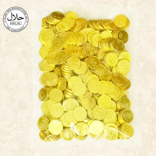 Supply Colorful Packaging 3g 5g Gold Coin Shape Sweet  Chocolate Candy Halal Candies Low Price Wholesale