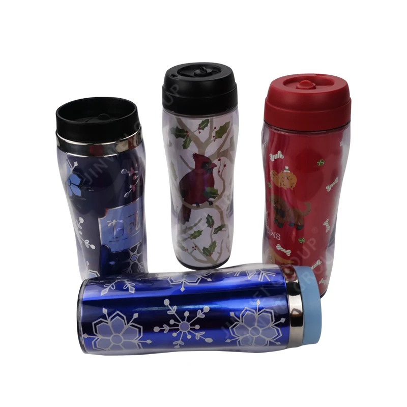 OEM fashionable pattern plastic coffee mug tumbler cup
