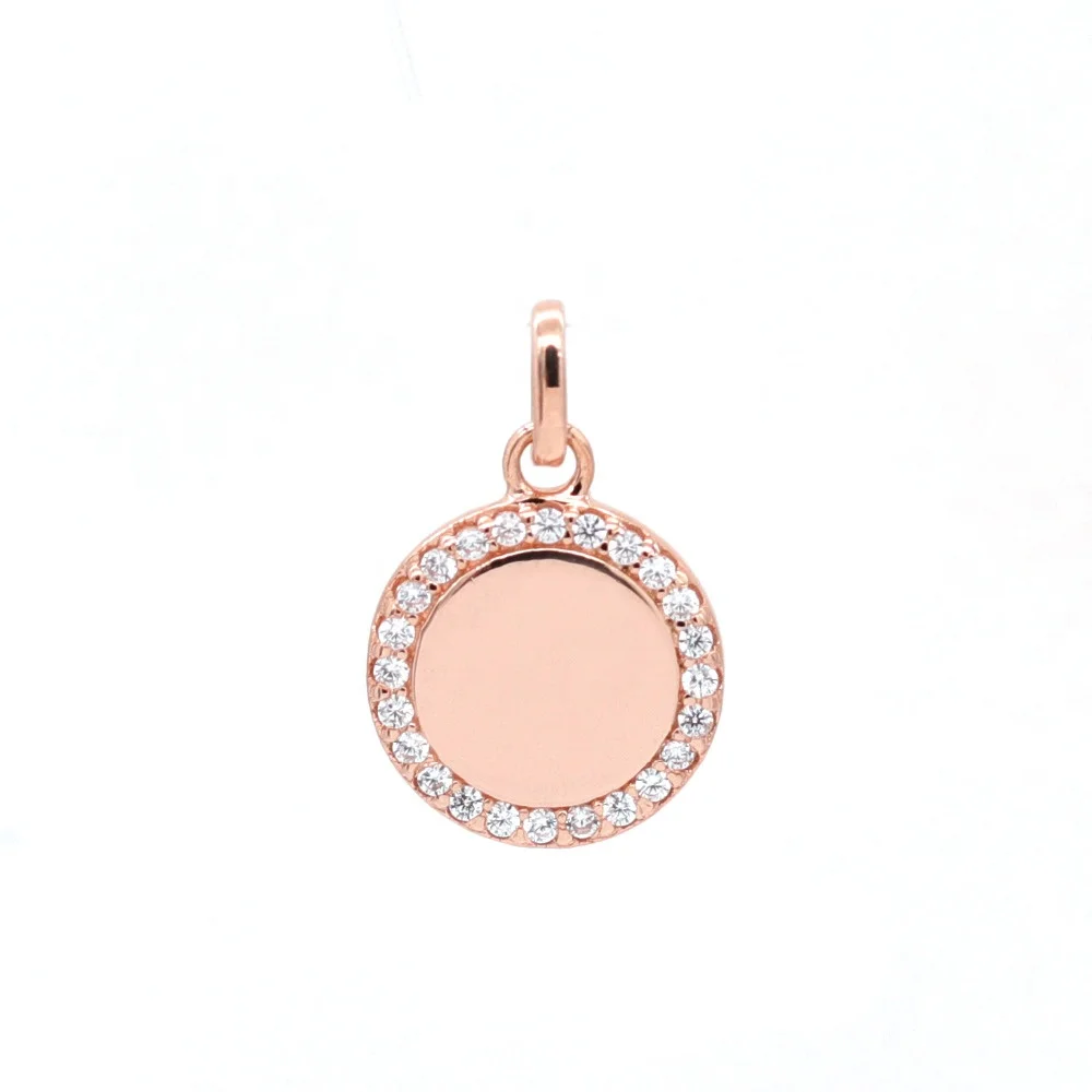 925 Sterling Silver Tiny Round Disc Crystal CZ Fashion Charm Pendant