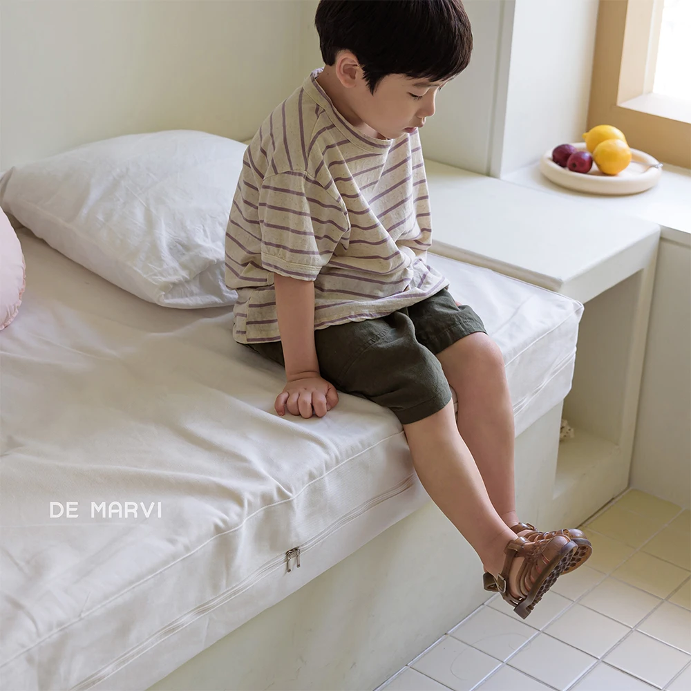  DE MARVI Детские хлопковые льняные винтажные шорты до колена для малышей брюки мальчиков и девочек Оптовая Продажа корейский производитель Сделано в Корее