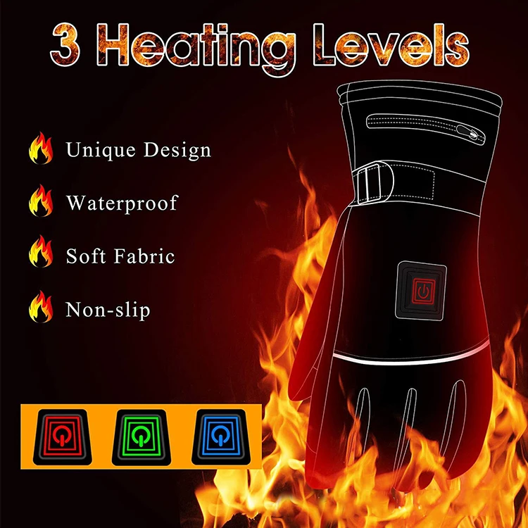 
USB Hand Warm three-speed Adjustable Temperature Heated Gloves Cycling Motorcycle Ski Gloves 